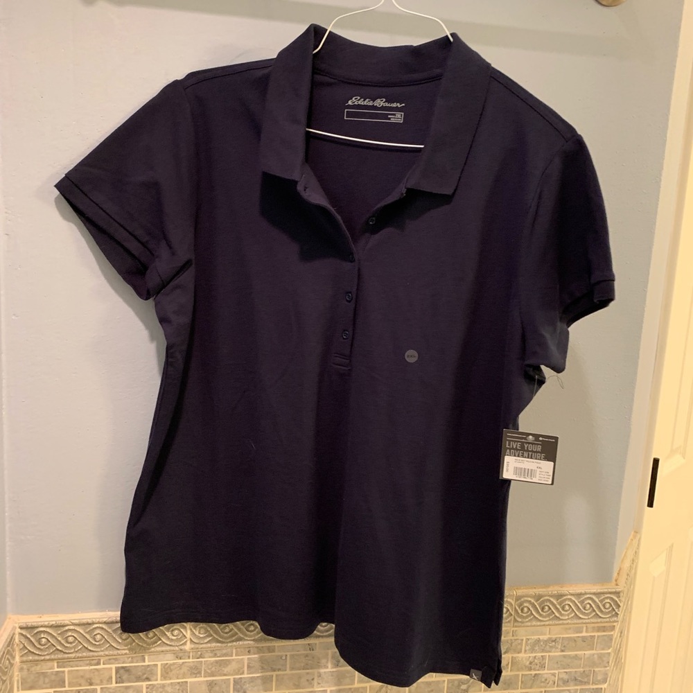 Eddie Bauer Navy Knit Polo Shirt, XXL NWT